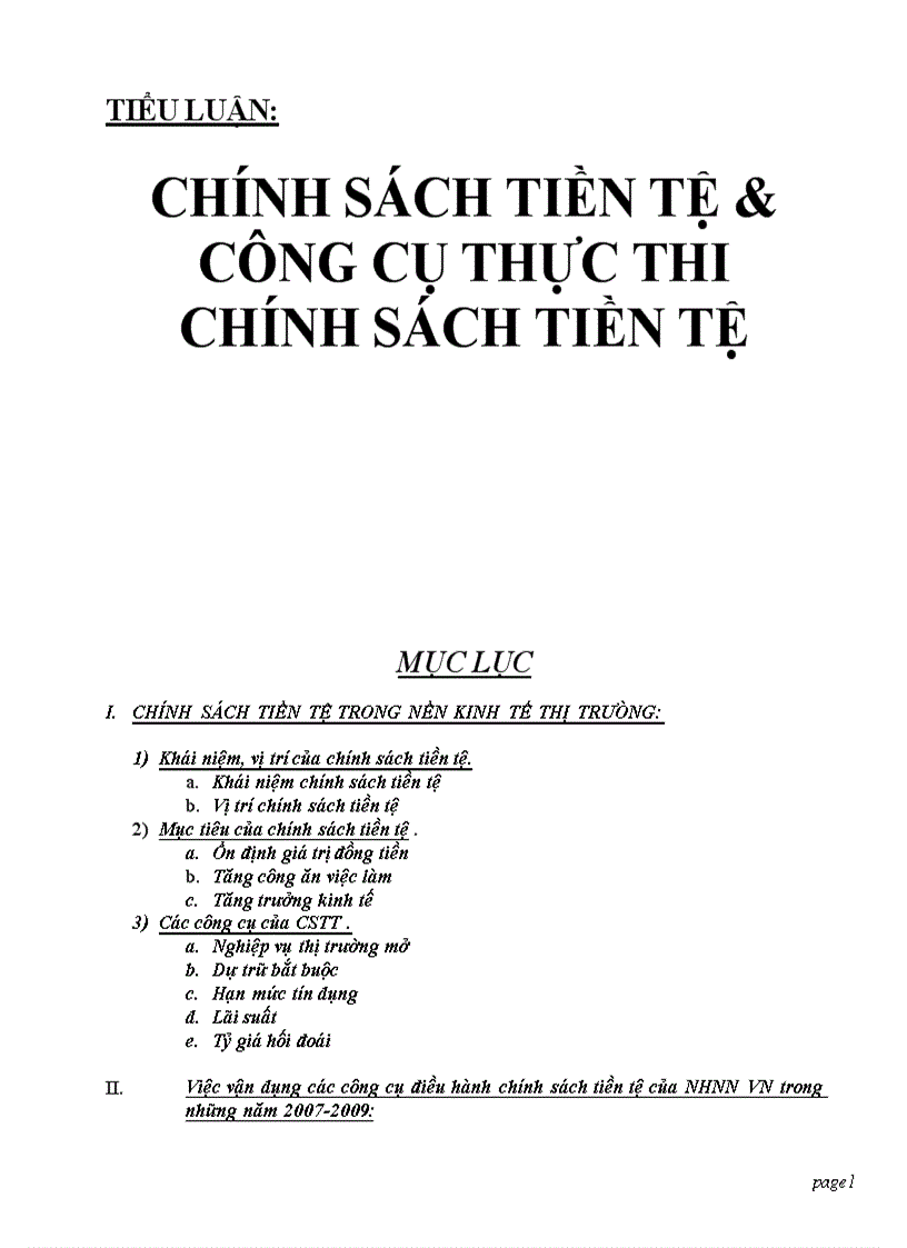 Chính sách tiền tệ công cụ thực thi chính sách tiền tệ