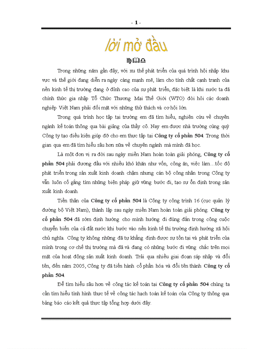 Hoàn thiện công tác kế toán tại Công ty cổ phần 504