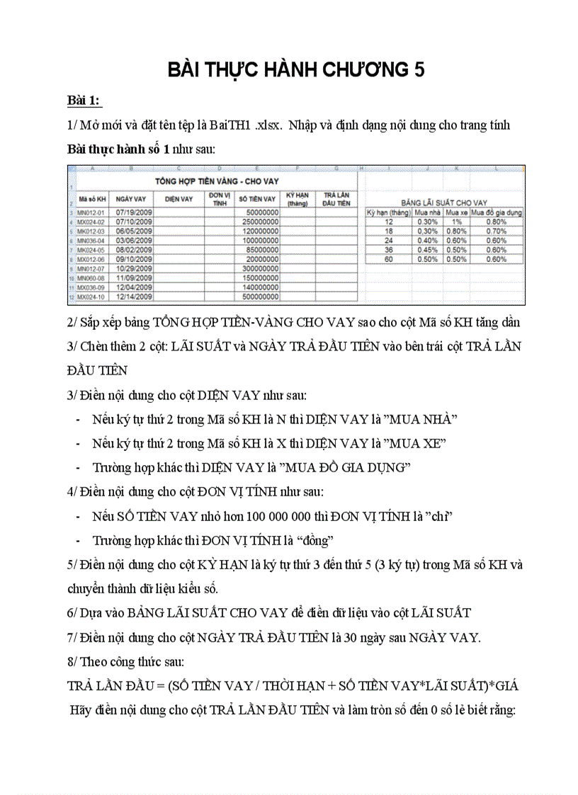 Bài tập excel