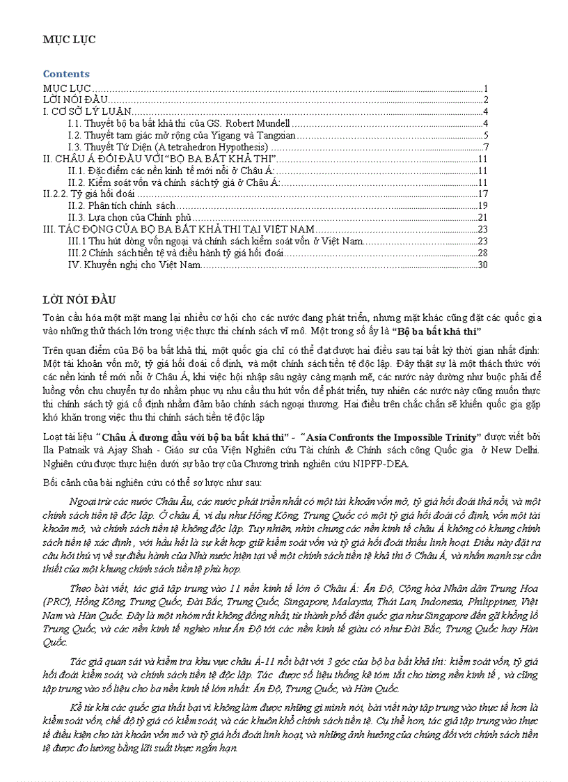 Châu Á đương đầu với Bộ ba bất khả thi