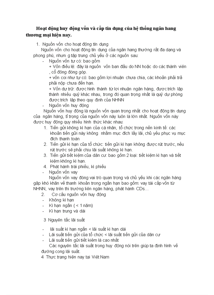 Thực trạng huy động và cấp tín dụng ngân hàng thương mại 201