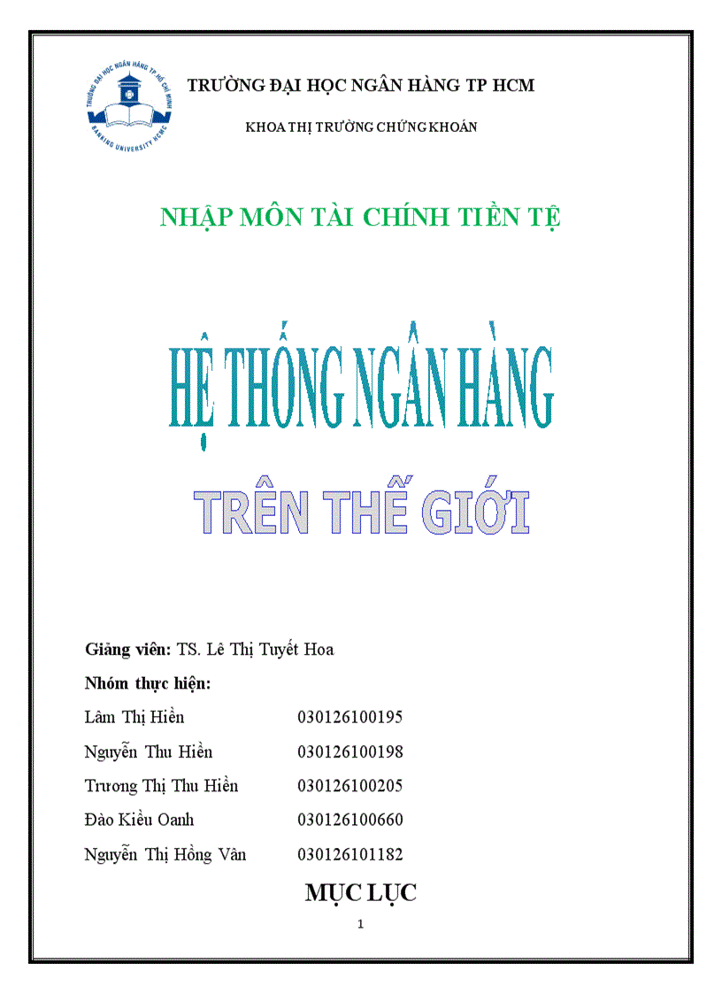 Hệ thống ngân hàng trên thế giới