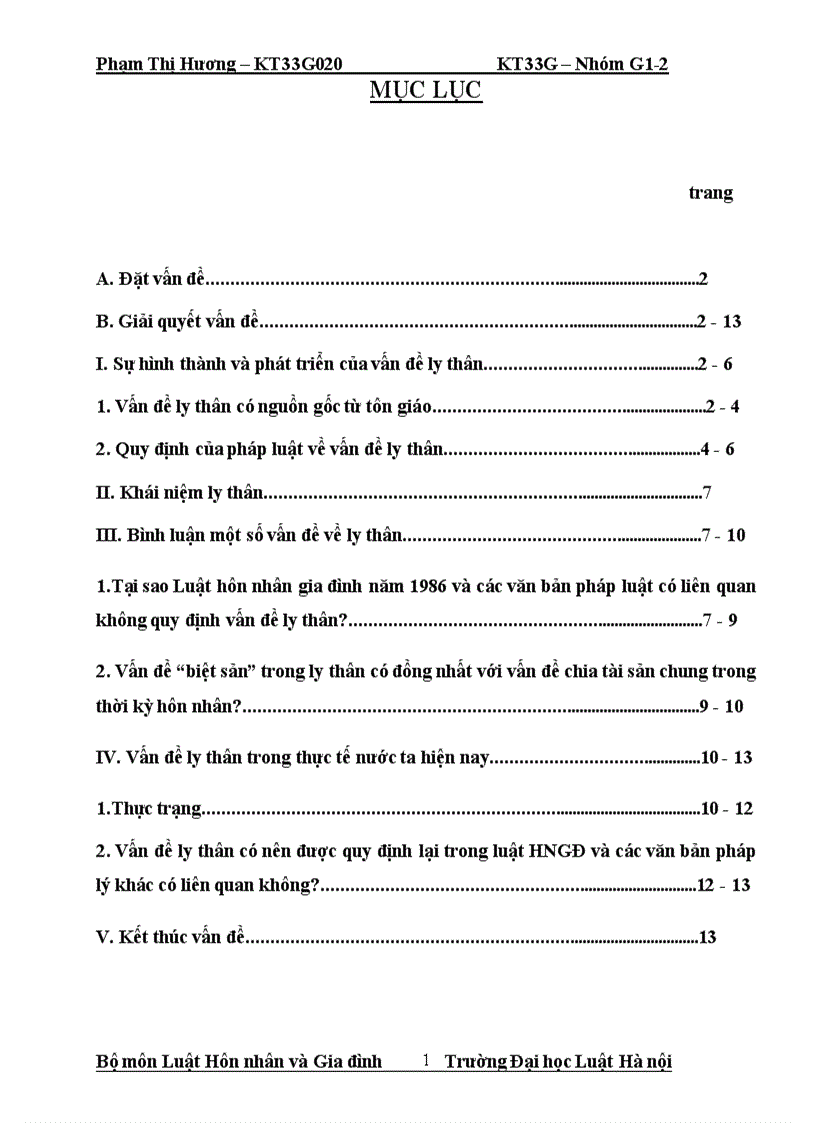 Vấn đề ly thân trong thực tế hiện nay tương đối phổ biến Hãy nêu những hiểu biết của mình về ly thân