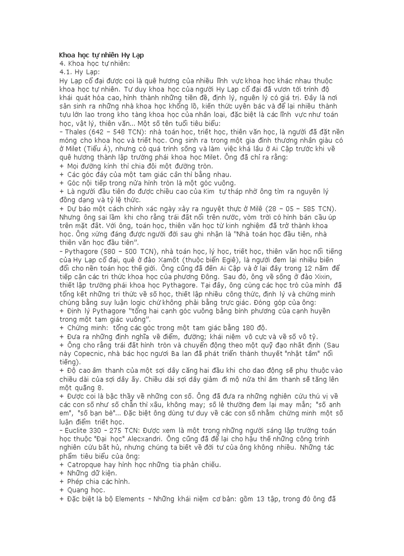 Khoa học tự nhiên Hy Lạp