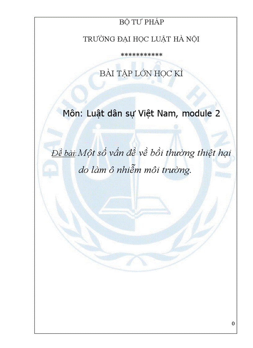 Một số vấn đề về bồi thường thiệt hại do làm ô nhiễm môi trường