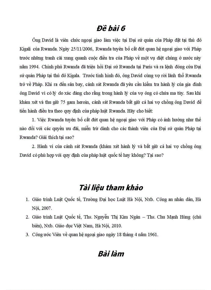 Bài cá nhân về quyền ưu đãi miễn trừ trong công pháp quốc tế