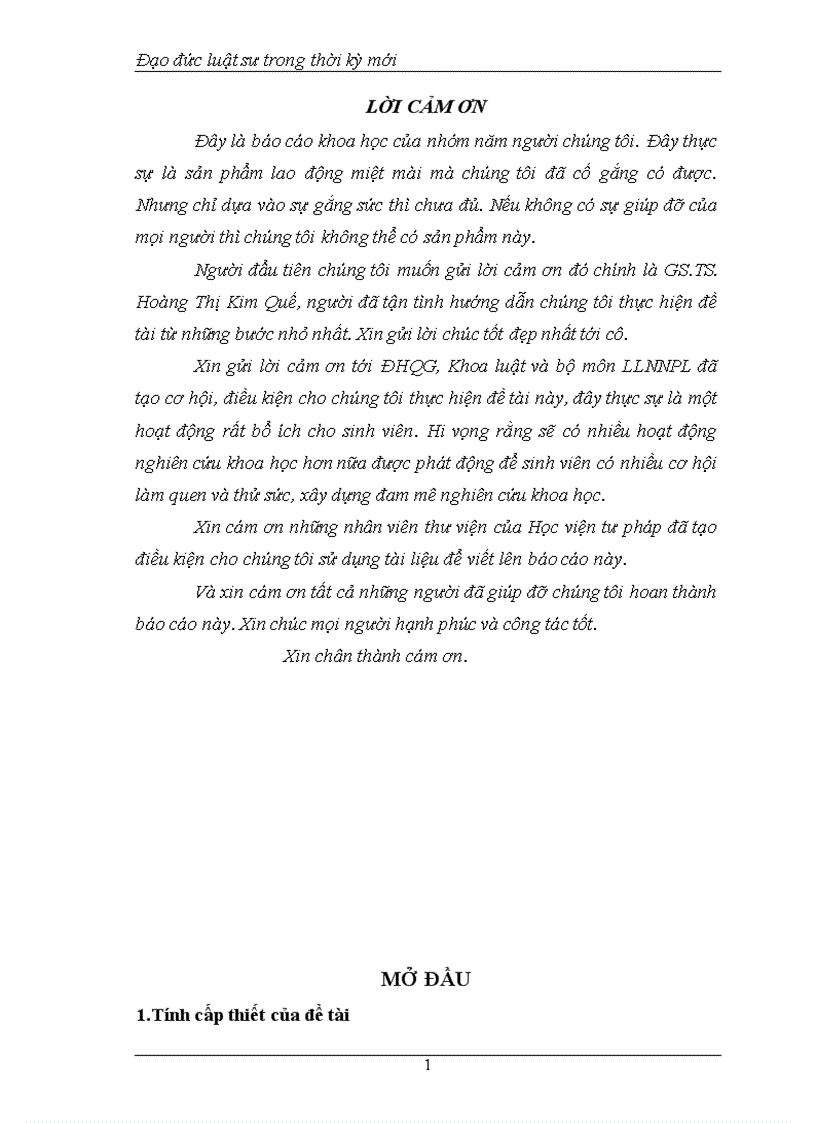 Đạo đức người luật sư trong thời kì mới