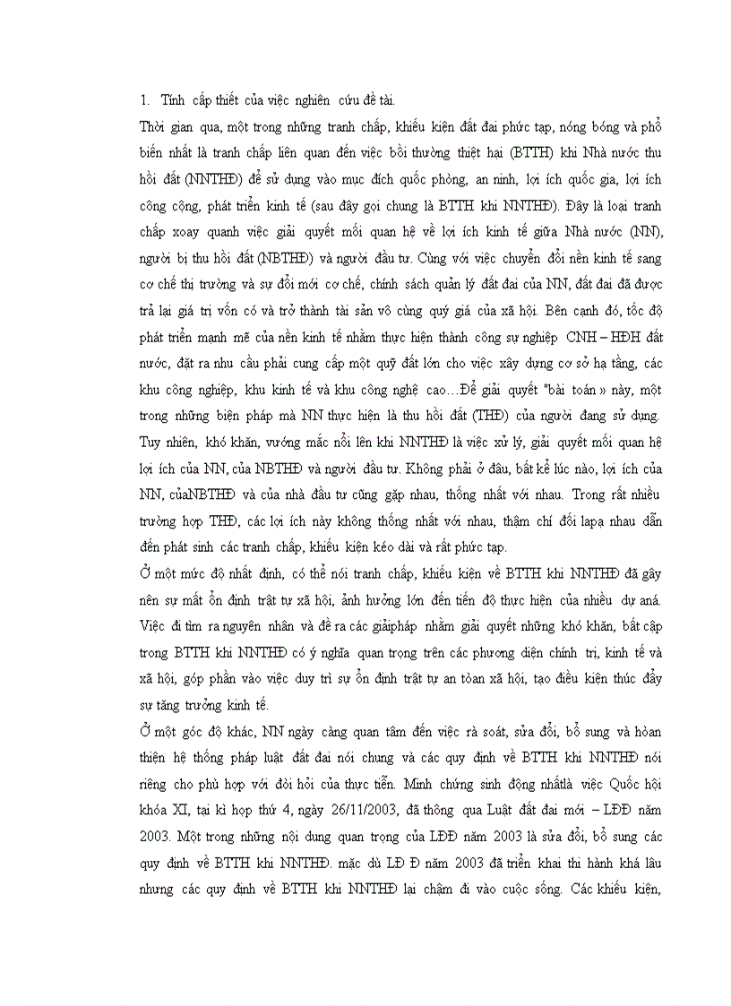 Bồi thường thiệt hại BTTH khi Nhà nước thu hồi đất NNTHĐ để sử dụng vào mục đích quốc phòng an ninh lợi ích quốc gia lợi ích công cộng phát triển kinh tế