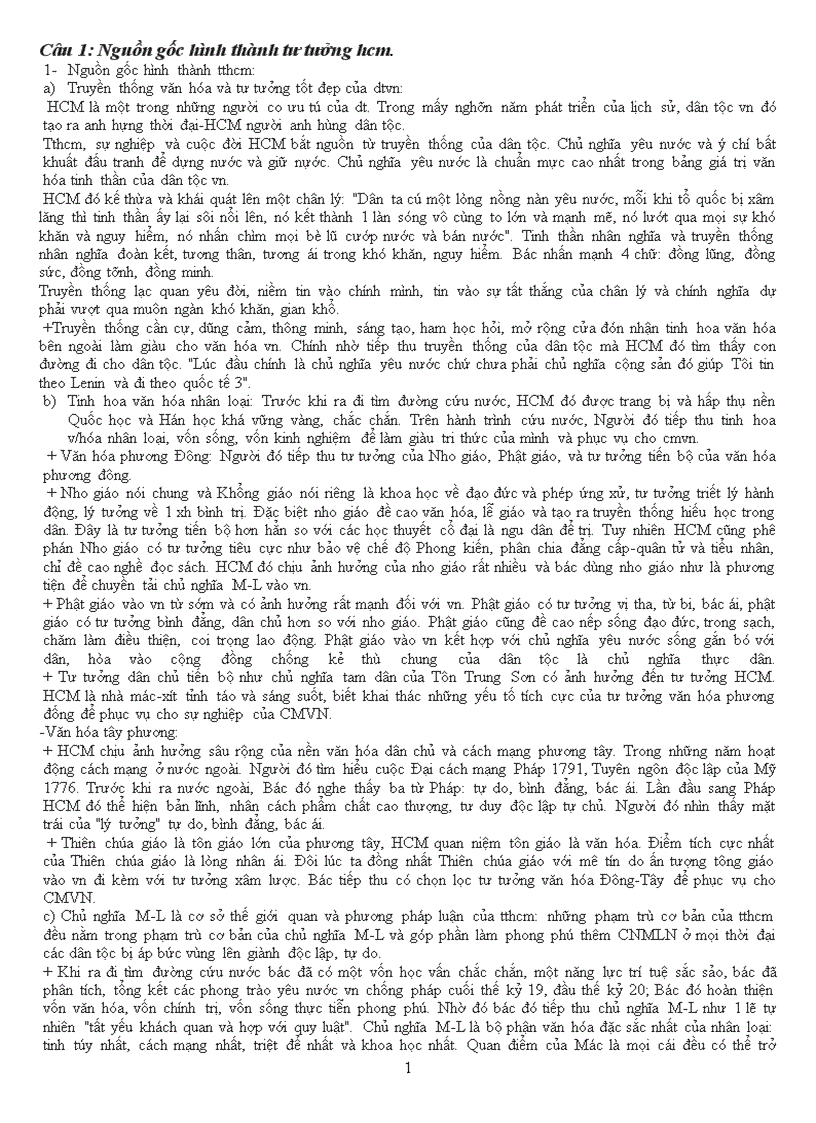 16 câu hỏi và đáp án ôn thi môn tư tưởng HCM