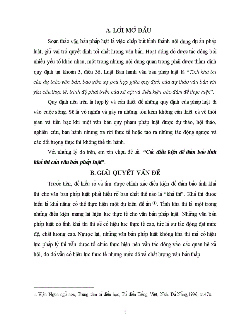 Ca c điê u kiê n đê đa m ba o ti nh kha thi cu a văn ba n pha p luâ t