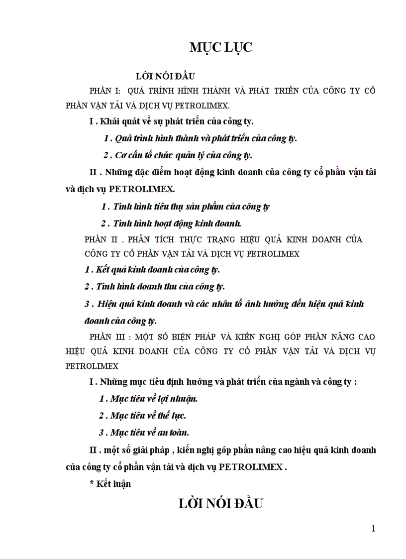 Một số Giải pháp nâng cao hiệu quả kinh doanh của công ty cổ phần vận tải dịch vụ Petrolimex