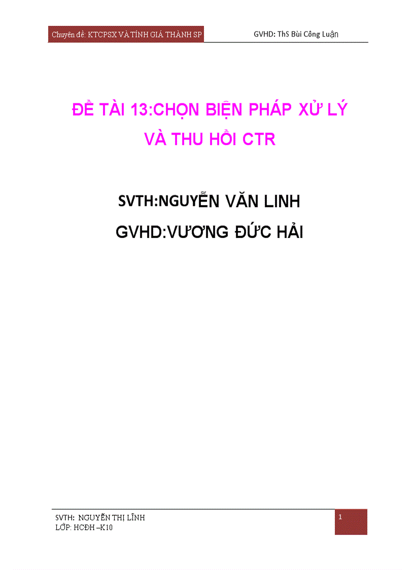 Chọn biện pháp xử lý và thu hồi ctr