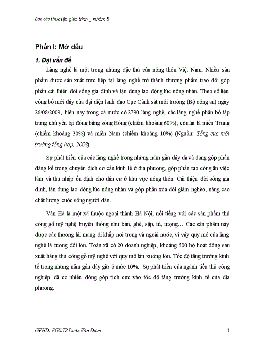 Hiện trạng và giải pháp cho vấn đề môi trường làng nghề mộc xã Vân Hà Đông Anh Hà Nội