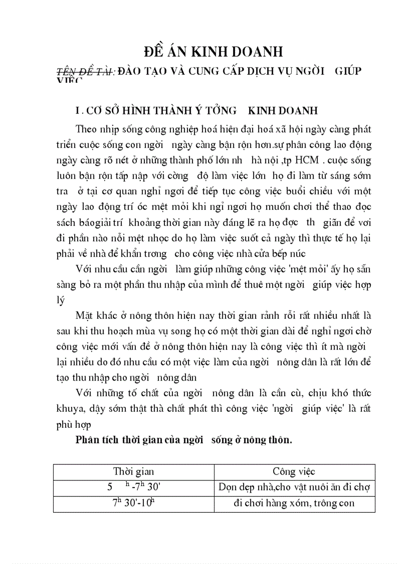 Đào tạo cung cấp dịch vụ người giúp việc