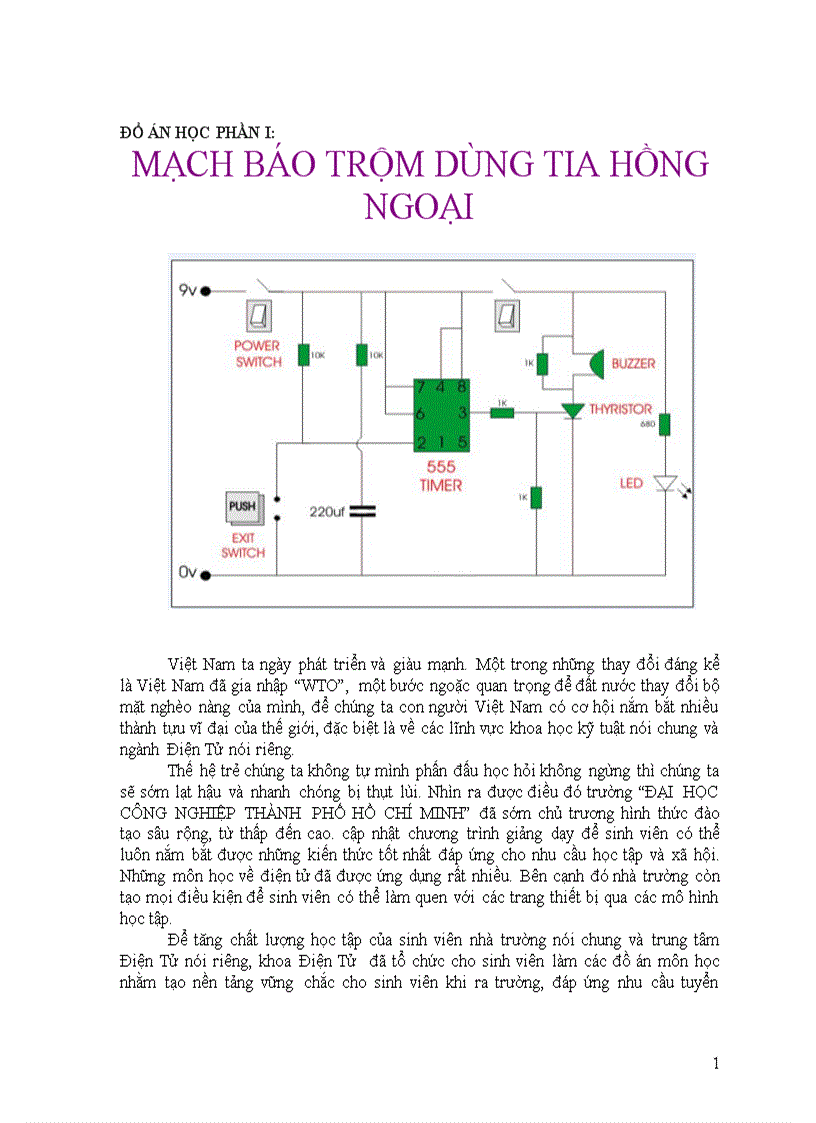 Mạch báo trộm dùng tia hồng ngoại