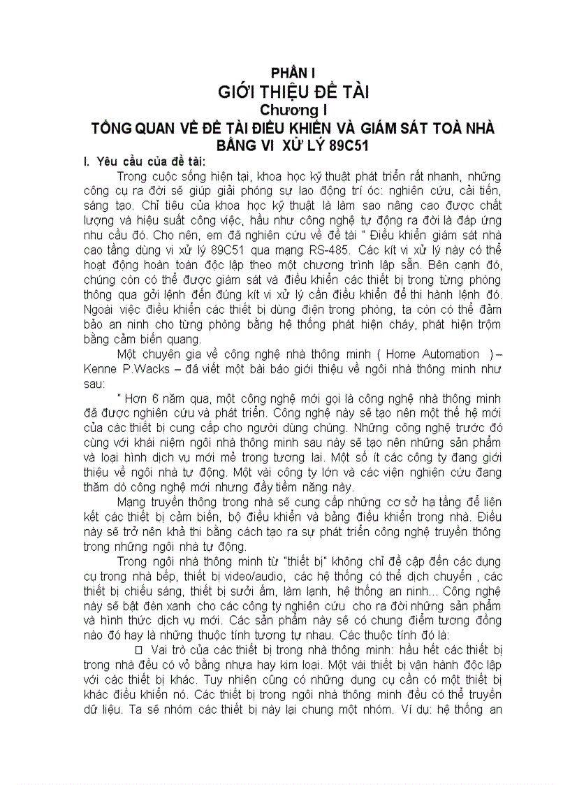 Điều khiển và giám sát toà nhà bằng vi xử lý 89c5