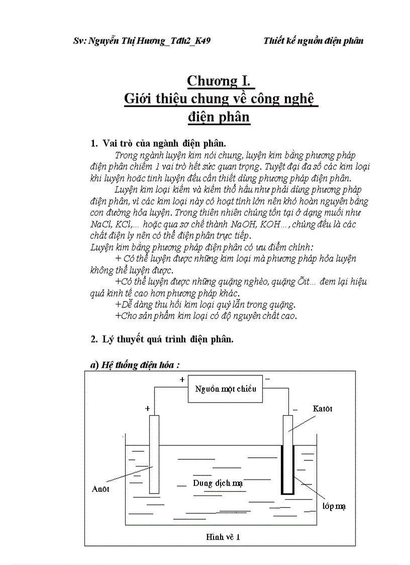 Thiết kế nguồn điện phân