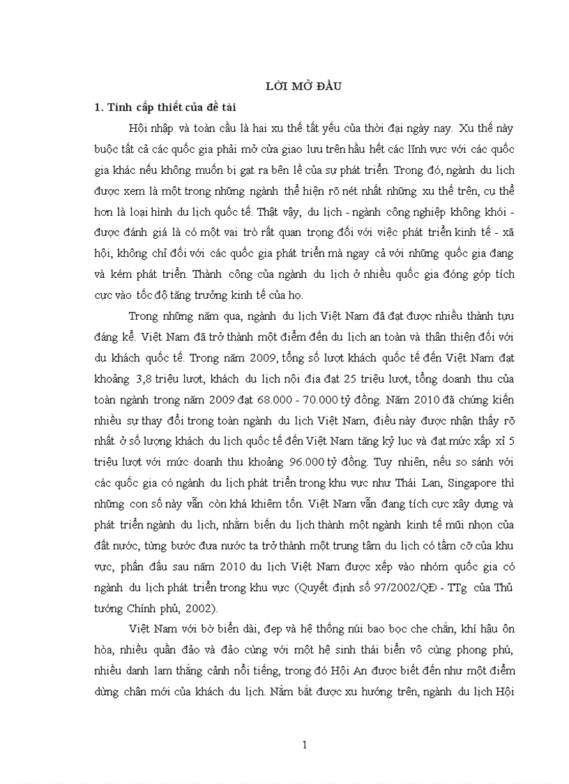 Các giải pháp đẩy mạnh thu hút khách du lịch quốc tế đến thành phố Hội An giai đoạn 2010 2020
