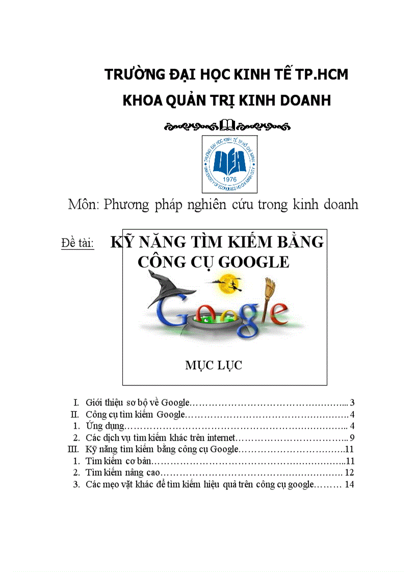 Tiểu luận kĩ năng tìm kiếm bằng google