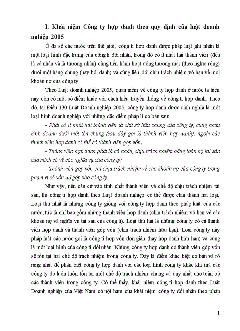 Bình luận các quy định của Luật doanh nghiệp 2005 về công ty hợp danh bài này đc 8 điểm