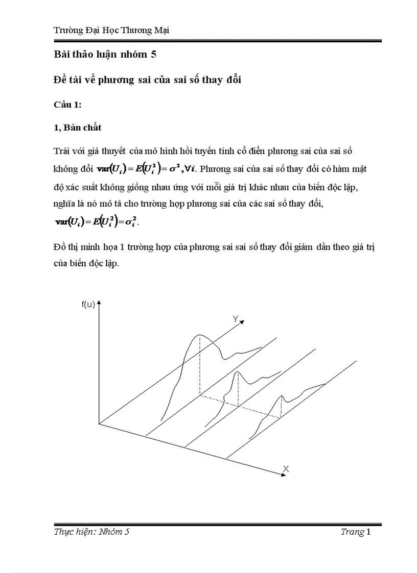 Tiểu Luận kinh tế Lượng về đề tài Phương sai của sai số thay đổi