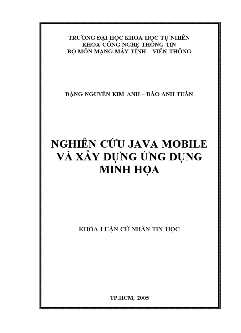 Nghiên cứu java mobile và xây dựng ứng dụng minh họa