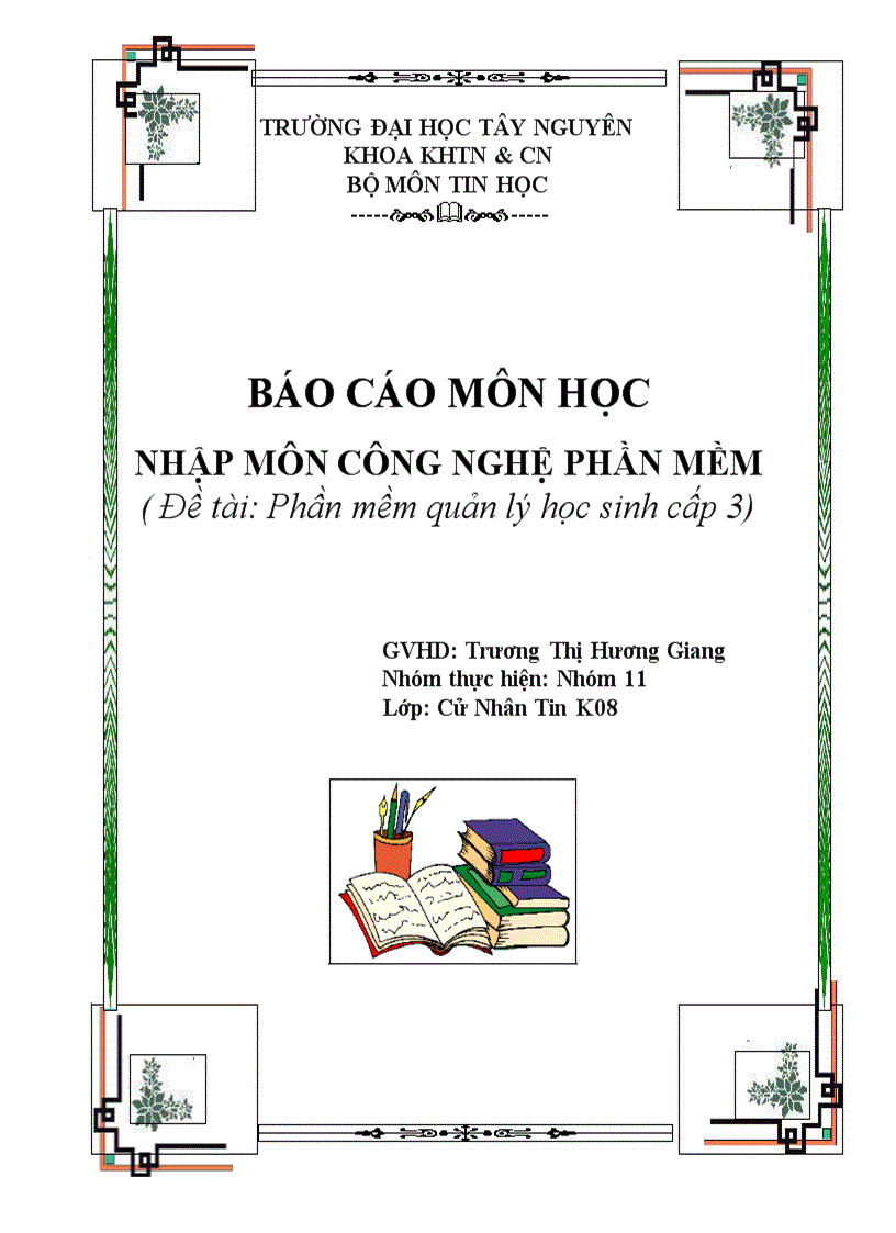 Báo cáo phân tích và thiết kế hệ thống phần mềm quản lý học sinh cấp 3