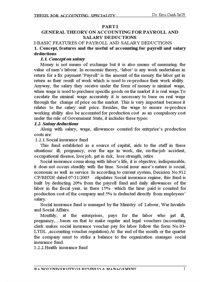 General theory on accounting for payroll and salary deductions
