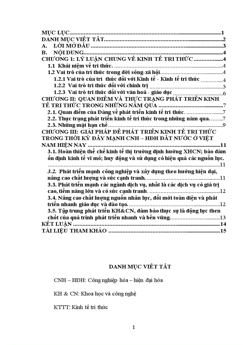 Tiểu luận đường lối cách mạng của đảng cộng sản Việt Nam Giải pháp để phát triển kinh tế tri thức trong thời kỳ đẩy mạnh CNH HĐH ở đất nước Việt Nam hiện nay