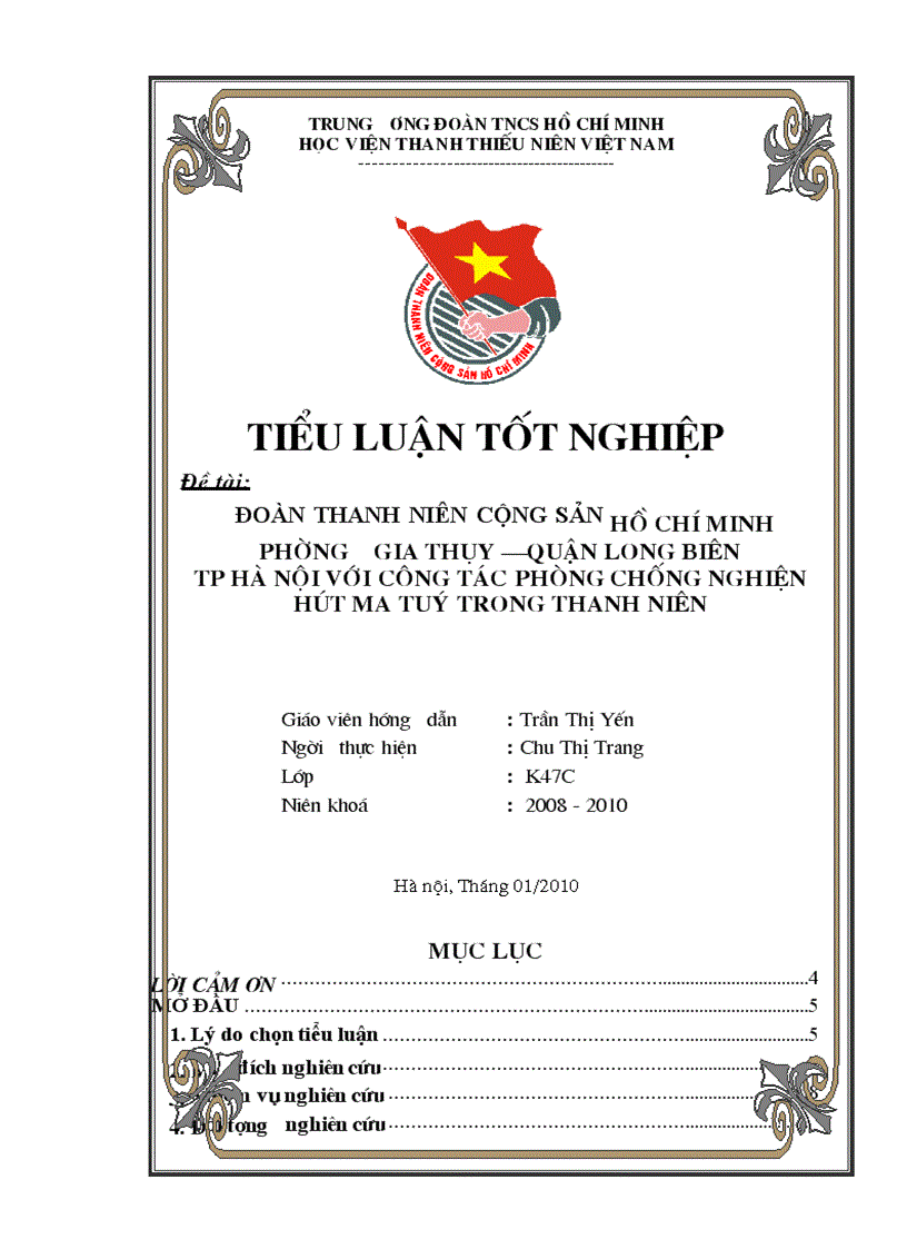 Đoàn TNCS Hồ Chí Minh Phường Gia Thụy với công tác phòng chống tệ nạn nghiện hút ma tuý trong thanh niên