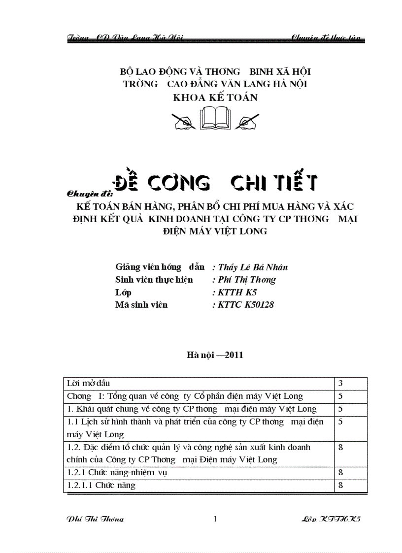 Kế toán bán hàng phân bổ chi phí thu mua và xác định kết quả kinh doanh tại Công ty CP Thương mại điện máy Việt Long