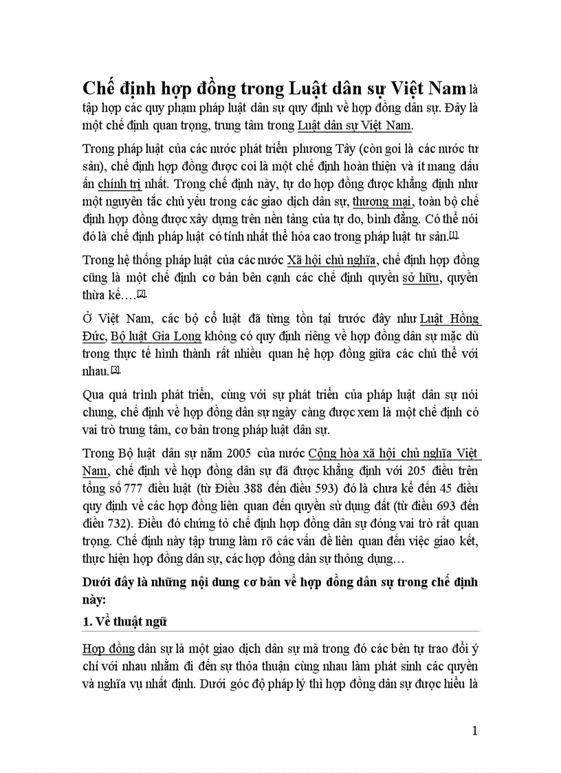 Chế định hợp đồng trong luật Dân sự Việt Nam