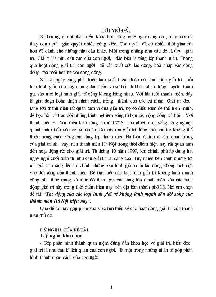 Tác động của các loại hình giải trí không lành mạnh đến đời sống của thành niên Hà Nội hiện nay