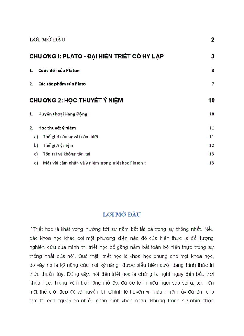 Platon và thuyết ý niệm 15 trang