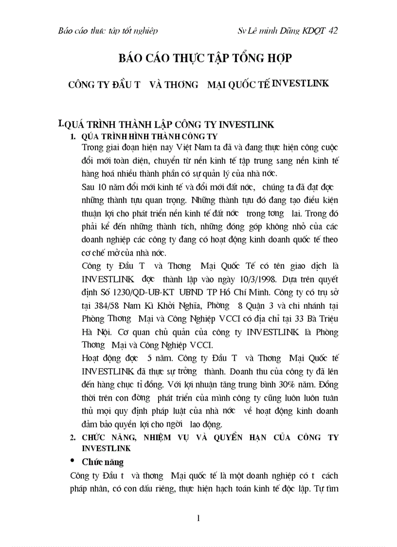Thực trạng và giải pháp nhằm đẩy mạnh hoạt động kinh doanh của công ty INVESTLINK