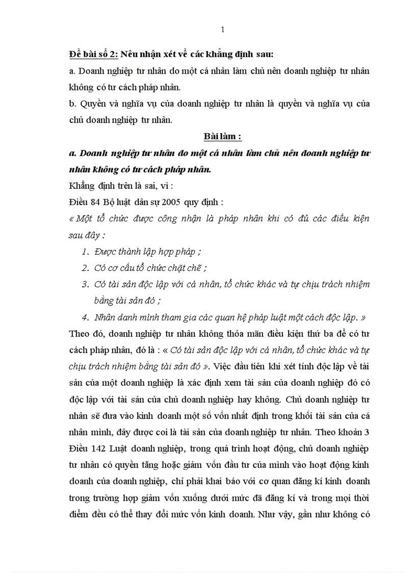 Đề số 2 bài cá nhân tuần 1 môn luật thương mại