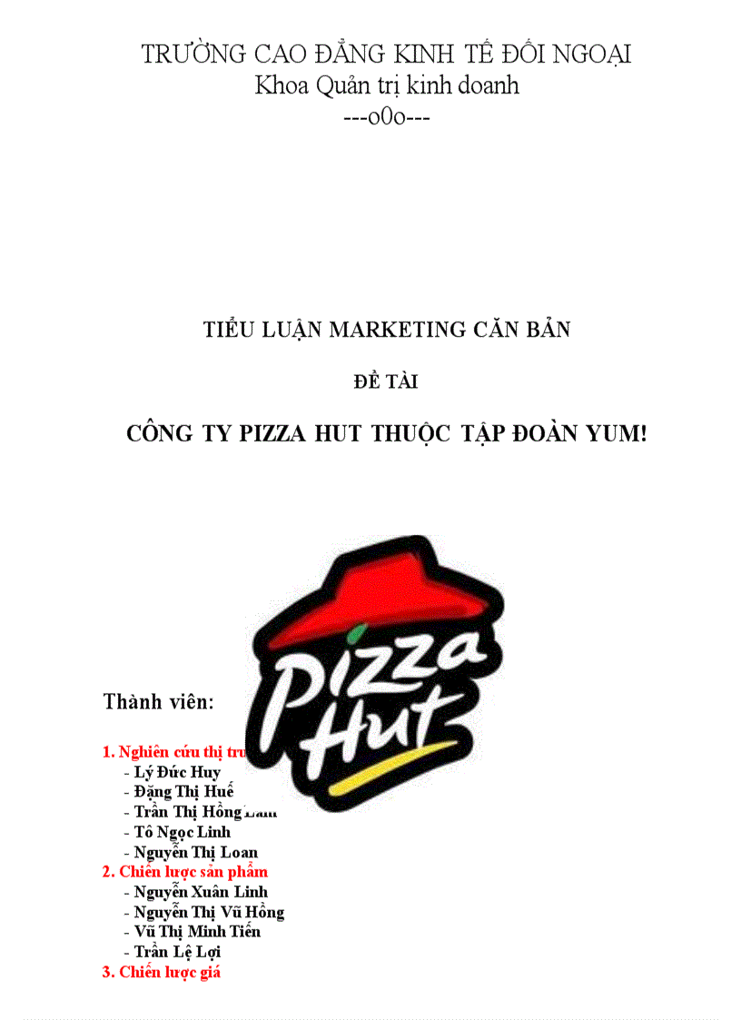 Công ty pizza hut thuộc tập đoàn yum