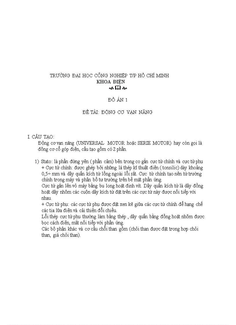 Đồ án 1A Động Cơ Điện Vạn Năng
