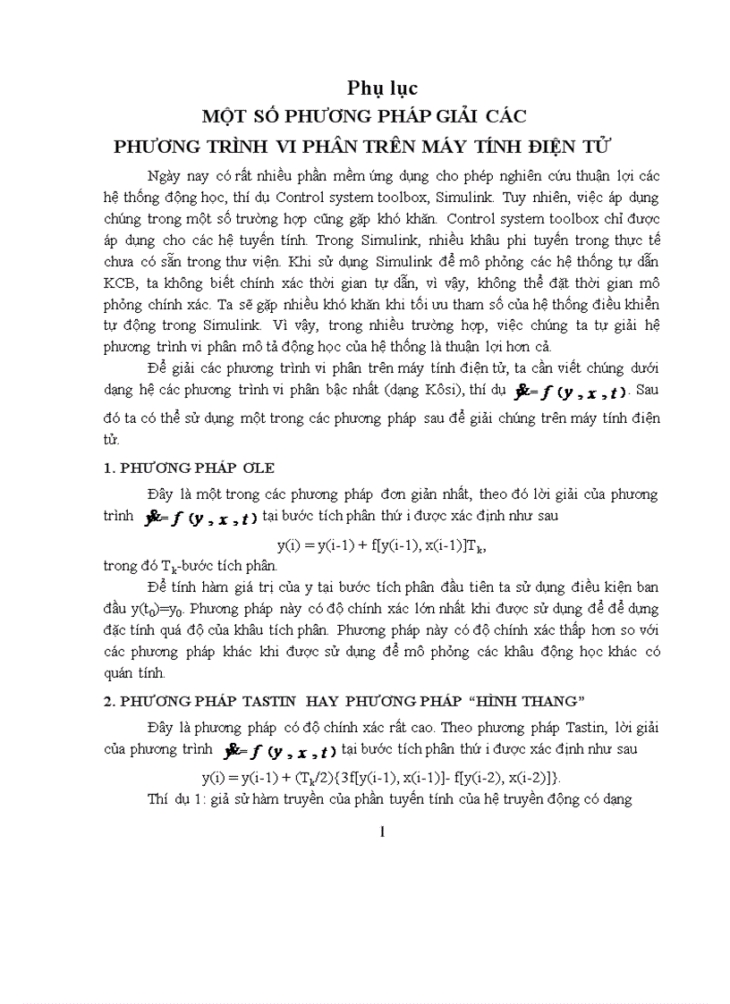 Một số phương pháp giải các phương trình vi phân trên máy tính điện tử