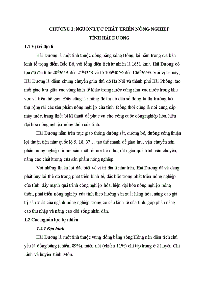 Tình hình phát triển nông nghiệp hải dương giai đoạn 2000 2009