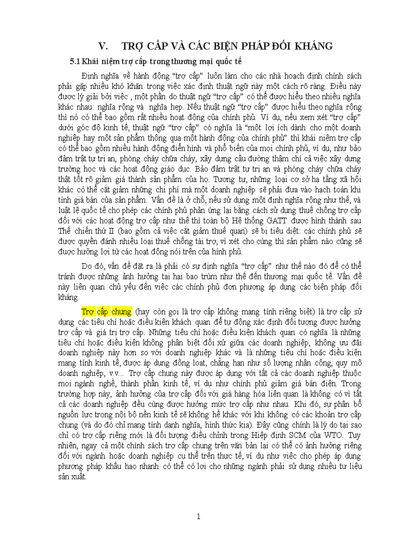 Trợ cấp và các biện pháp đối kháng