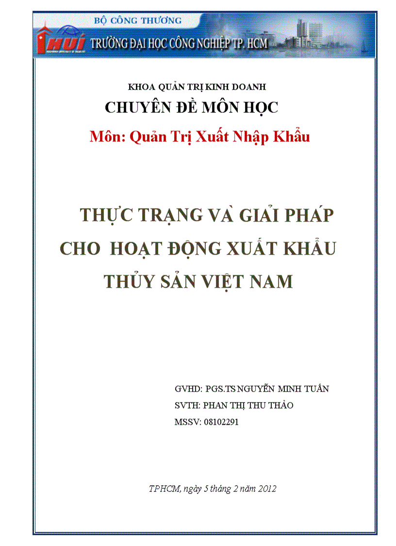 Thực trạng và giải pháp cho hoạt động xuất khẩu thủy sản việt nam