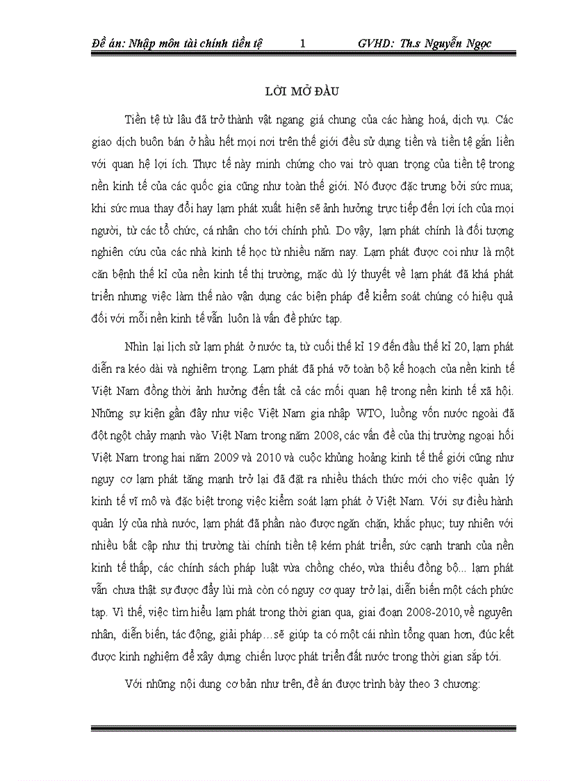 Thực trạng lạm phát tại Việt Nam giai đoạn 2008 2010 và các giải pháp ứng phó trong thời gian tới