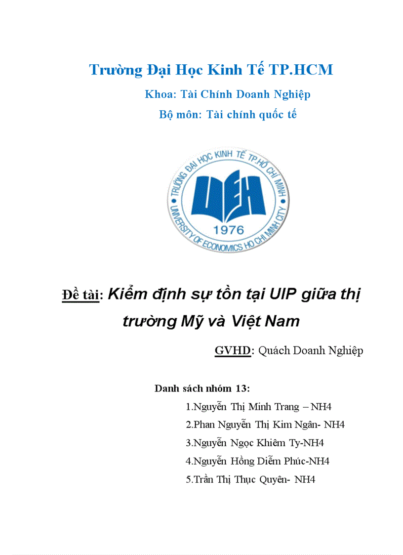 Kiểm định sự tồn tại UIP giữa thị trường Mỹ và Việt Nam