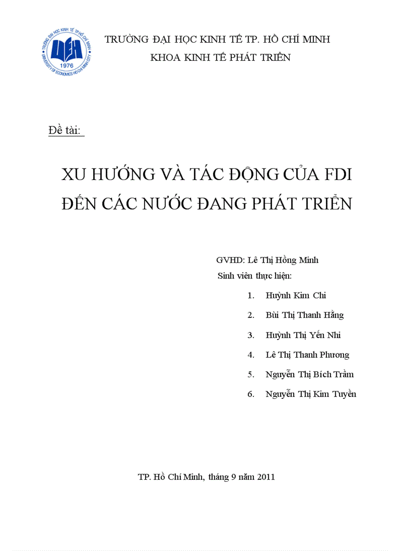 Xu hướng và tác động của FDI đến các nước đang phát triển