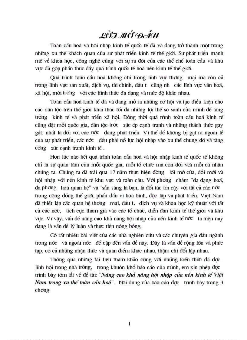 Mục tiêu phương hướng và những giải pháp cơ bản nhằm nâng cao khả năng hội nhập kinh tế quốc tế của nền kinh tế Việt Nam