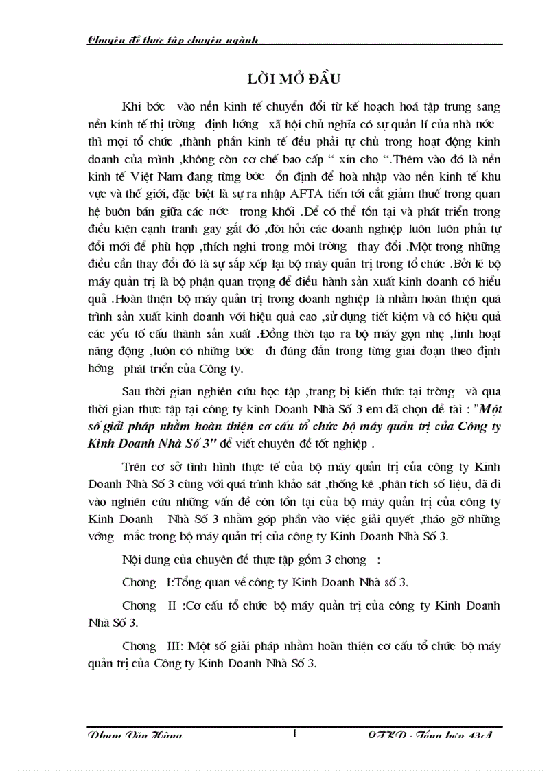 Một số giải pháp nhằm hoàn thiện cơ cấu tổ chức bộ máy quản trị của Công ty Kinh Doanh Nhà Số 3 1