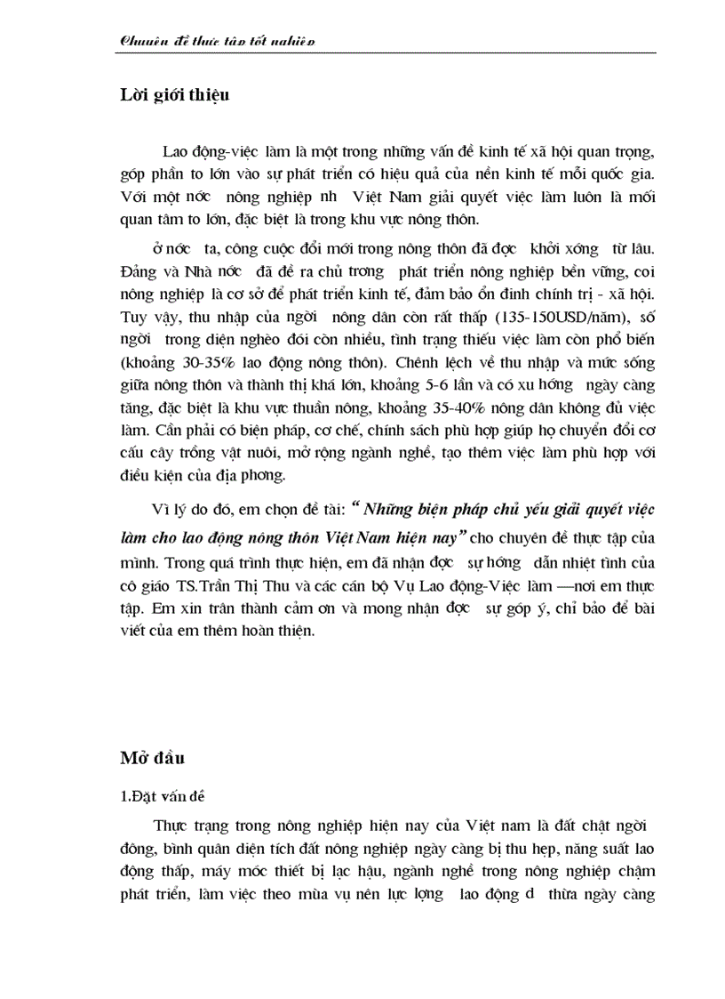 Những biện pháp chủ yếu giải quyết việc làm cho lao động nông thôn Việt Nam hiện nay 1