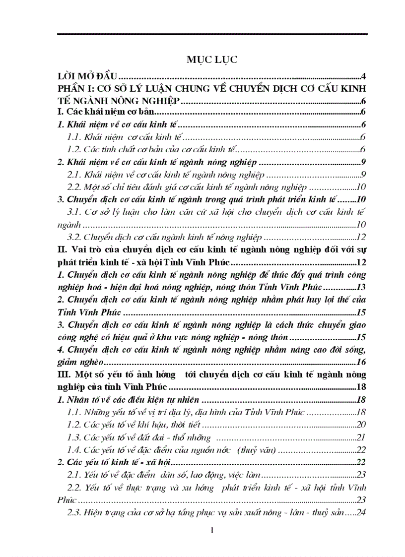 Thực trạng về chuyển dịch cơ cấu kinh tế ngành nông nghiệp tỉnh Vĩnh Phúc và định hướng và Một số giải pháp cơ bản về chuyển dịch cơ cấu kinh tế ngành nông nghiệp tỉnh Vĩnh Phúc đến năm 2010