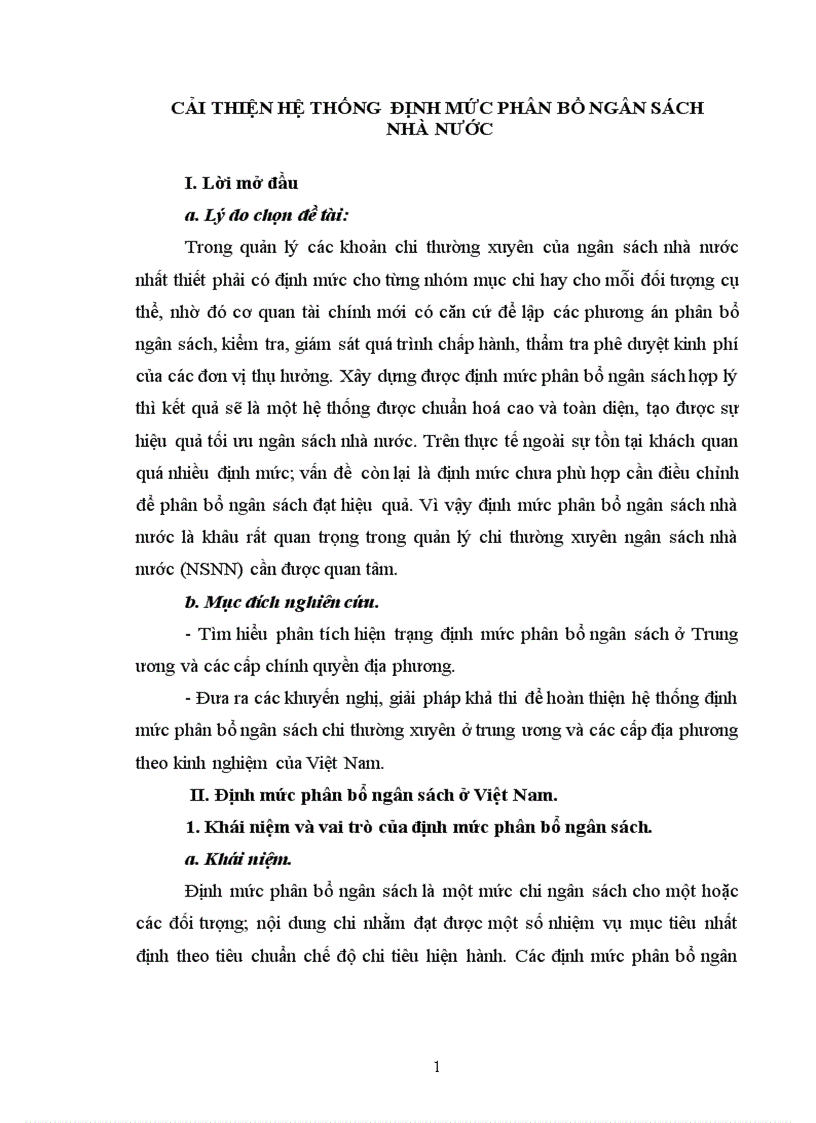 Cải thiện hệ thống định mức phân bổ ngân sách nhà nước 1